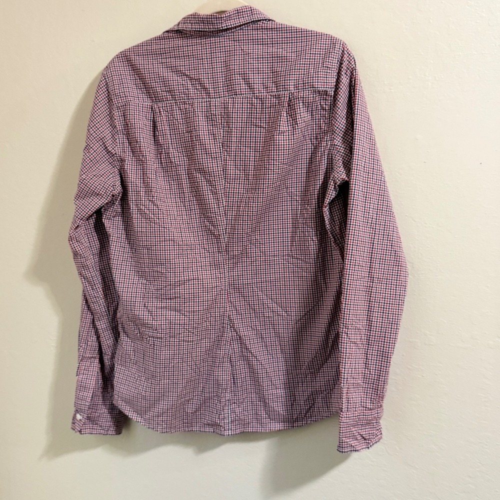 Frank & Eileen Barry Shirt Womens M Red Gingham Cotton Excellent Button Down - Picture 9 of 13